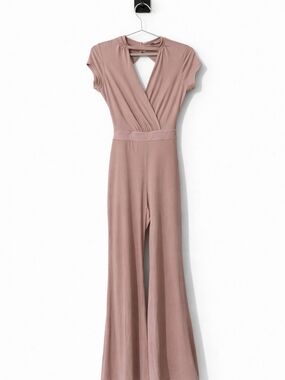 Women's Dusty Rose Faux-Wrap Jumpsuit